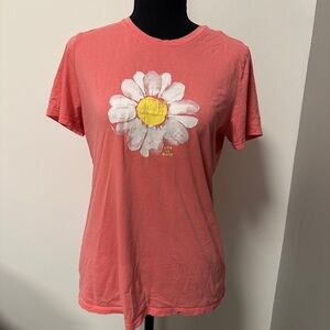 *LIFE IS GOOD* Pink x White Daisy Short Sleeve Shirt Size Medium